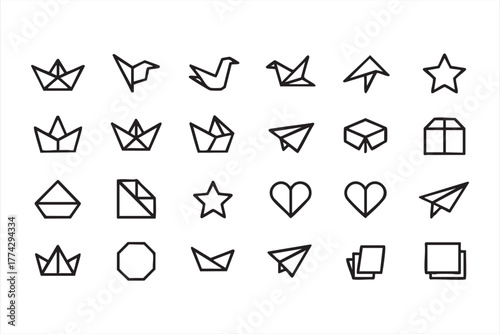 Minimal vector collection of origami symbols for design and geometric illustration use
