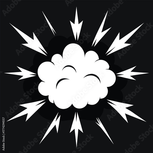 Dark Comic Book Explosion Burst with Lightning Effect