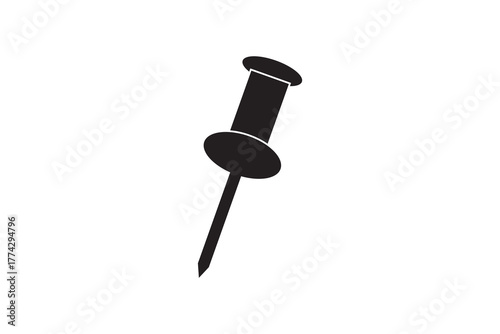 black push pin icon. push pin isolated icon on white background.