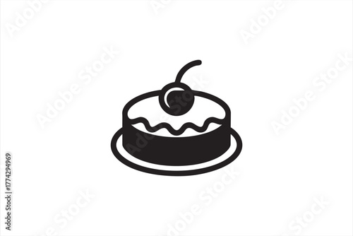 Minimal vector illustration of round cake representing sweet treat and bakery food