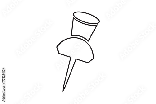 black push pin icon. push pin isolated icon on white background.