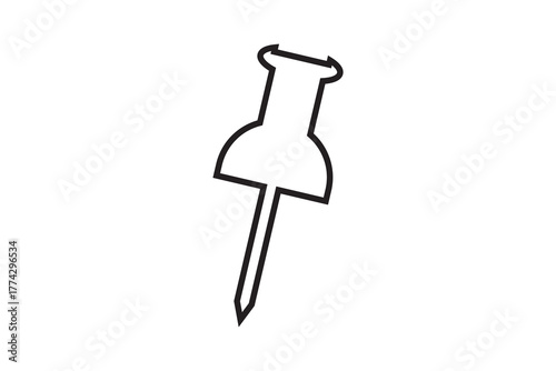black push pin icon. push pin isolated icon on white background.