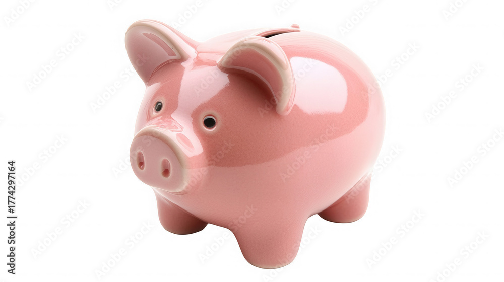 Obraz premium Pink piggy bank isolated on transparent background, a symbol of saving money