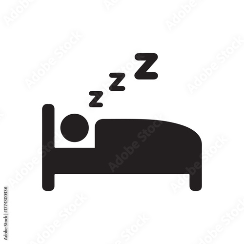 Person Sleeping in Bed with Zzz Symbols Above Head Silhouette Illustration