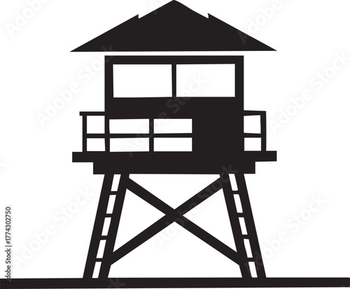 lifeguard tower silhouette vector