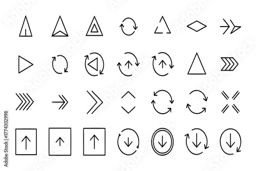 Modern vector arrow icons collection for navigation, direction, and digital interface design elements