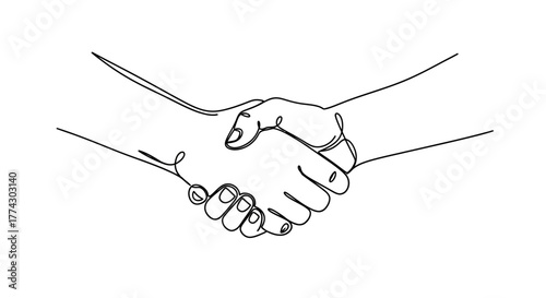 Continuous One Line Art Handshake Vector - Minimalist Agreement Symbol