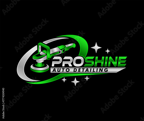 car auto detailing service polisher logo design emblem vector illustration modern 