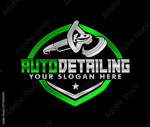 car auto detailing service polisher logo design emblem vector illustration modern 