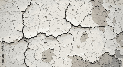 Closeup Texture of Cracked Dry Earth with Detailed Surface Patterns and Weathered Patches