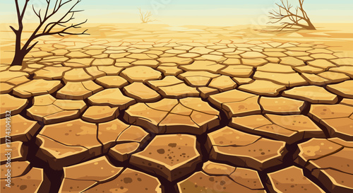 Cracked Earth Desert Landscape Barren Arid Dryness Drought Survival Heat Extreme Weather Climate Change