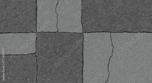 Cracked Pavement Tiles Texture With Dark Gray and Light Gray Surface and Fractured Stone