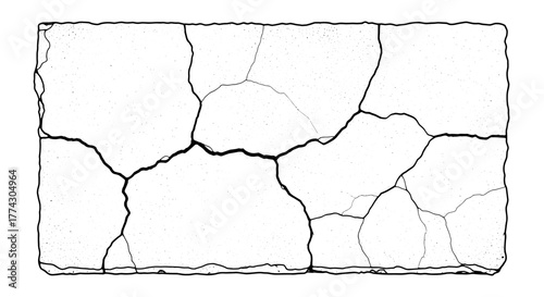 Cracked textured surface representing dry ground or weathered material with a distressed distressed artistic feel isolated on white background