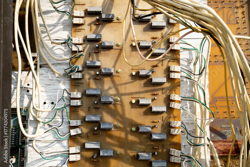 Принти на полотні A tangled mess of wires and cords