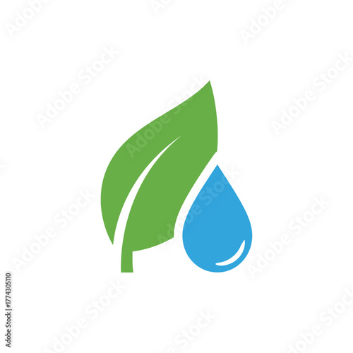 water drop with green leaf