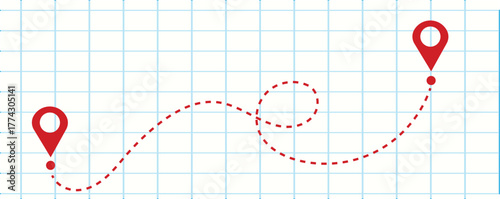 Route map with location pins