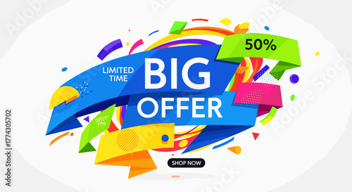 Big Offer Discount 50 Percent Limited Time Sale Special Promotion Banner