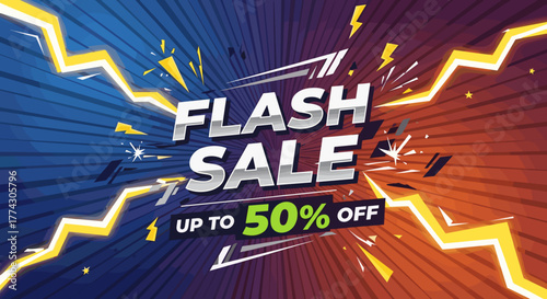 Flash Sale Up To 50 Percent Off Promotion Marketing Discount Offer