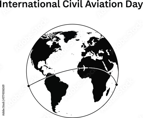 International Civil Aviation Day logo with globe and flight paths symbolizing global connectivity