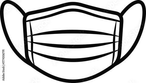 Face mask outline vector illustration for medical and safety concept eps silhouette