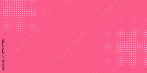 Vector pink pop art background in retro comic style with halftone dots design. Background