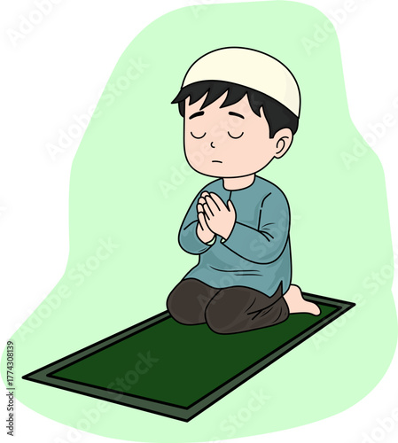 A little boy is praying