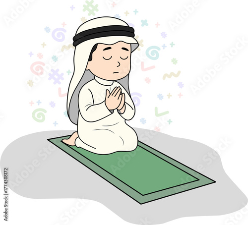 A little boy is praying