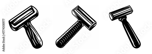 Classic safety razors collection three traditional double-edged shaving tools ready for use