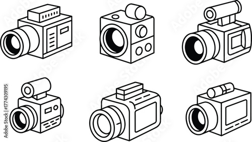 Collection of Six Isometric Camera Icons