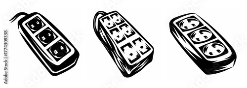 Multiple electrical power strips with outlets for plugging in devices multiple outlets power extension adapter