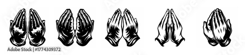 Prayer hands gesture representing faith hope spirituality and devotion in a series of visual interpretations