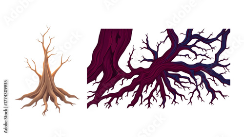 wild tree root illustration with high artistic value
