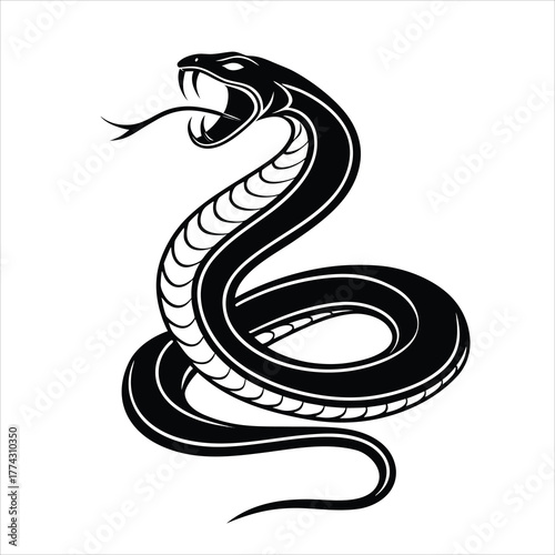 Wild Snake Black Silhouette Vector Design