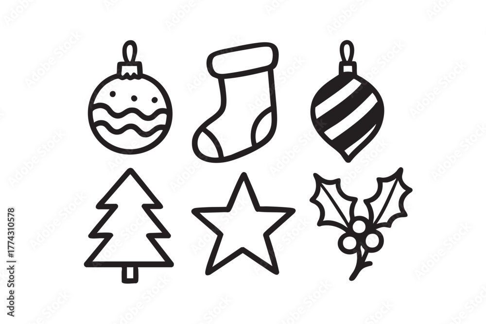 Fototapeta premium Handdrawn Illustration Christmas Decoration 