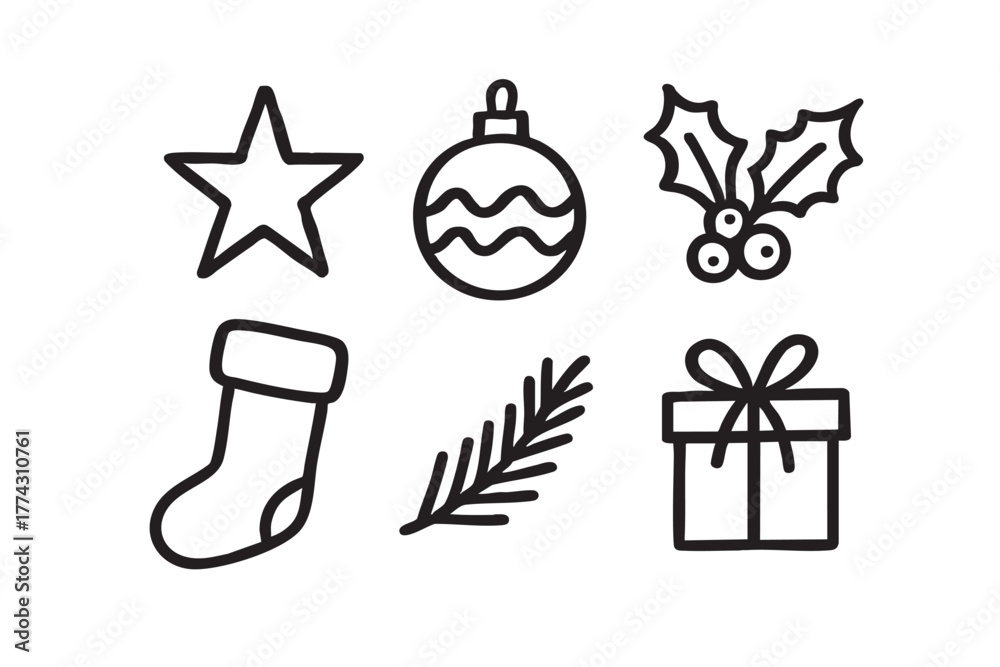 Fototapeta premium Handdrawn Illustration Christmas Decoration 