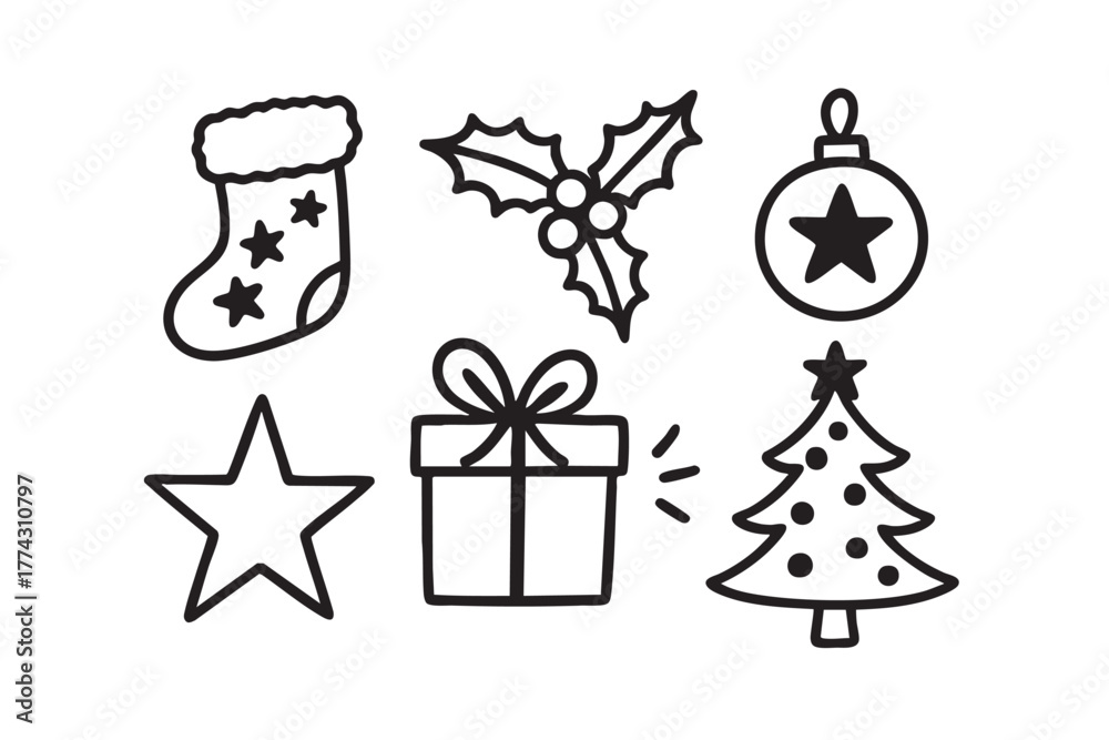 Naklejka premium Handdrawn Illustration Christmas Decoration 