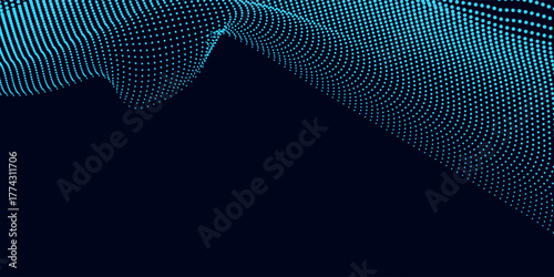 moving digital 3d wave. Futuristic dark background with dynamic blue particles. modern creative trendy design