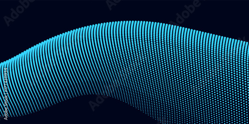 moving digital 3d wave. Futuristic dark background with dynamic blue particles. The concept of big data. Cyberspace. Vector illustration.