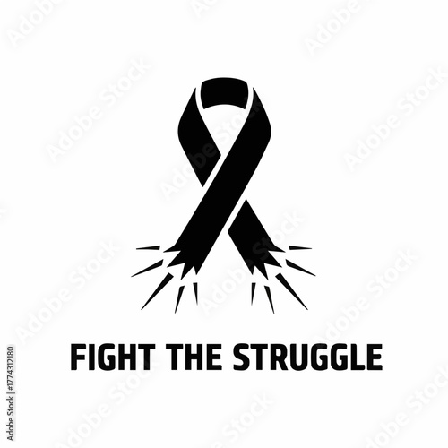 Anti-Narcotics Support Ribbon: Minimalist icon representing hope and advocacy for a drug-free world. Perfect for campaigns related to addiction recovery and raising awareness