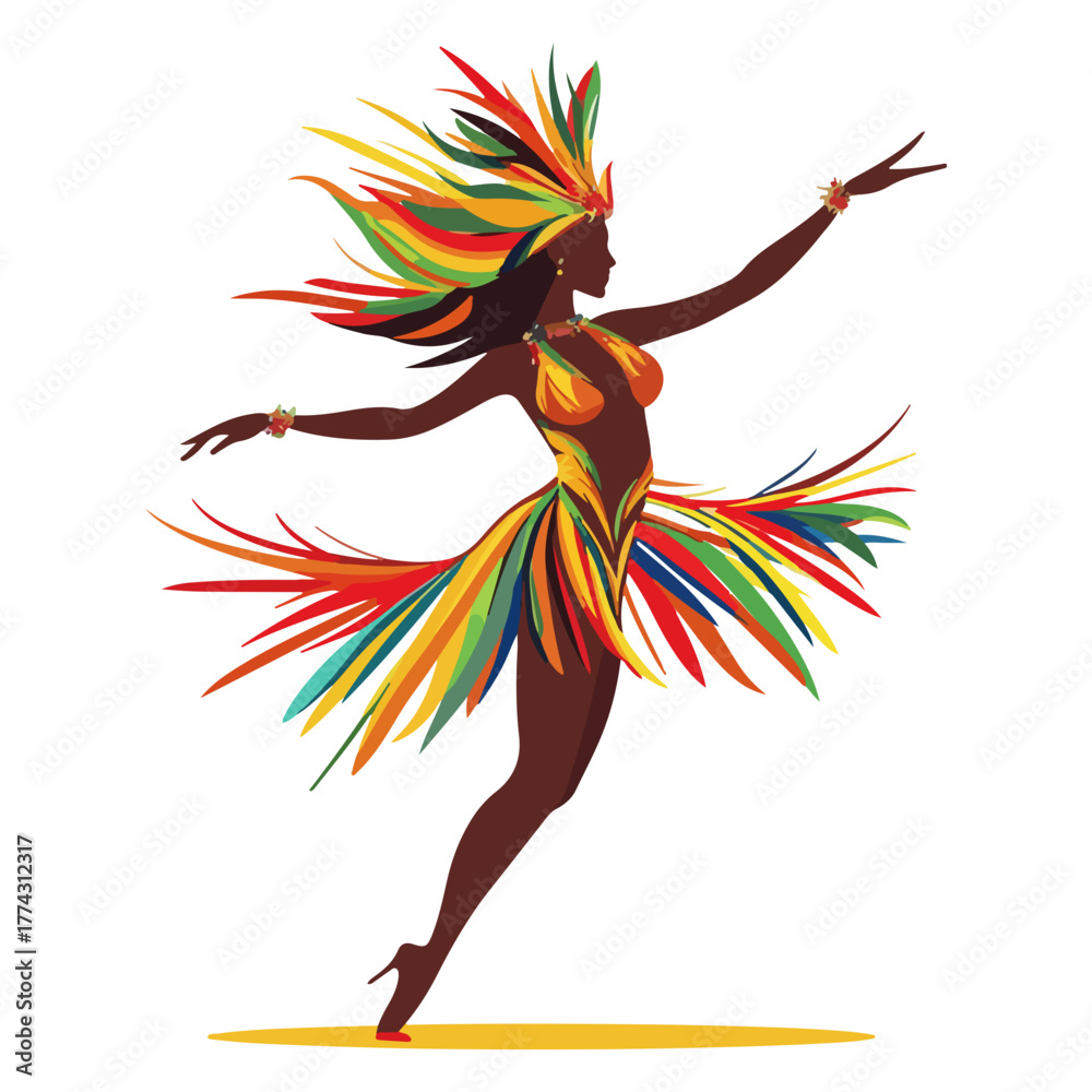 Obraz premium Rio Carnival, South America, festival, celebration, dance, costume, vector, transparent background