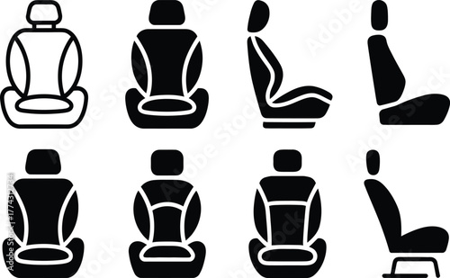 Car Seat Icons: Front, Back, and Side Views