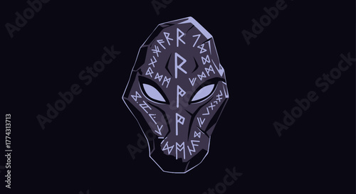Mystical Runestone Mask - Ancient Symbolism and Enigmatic Design.