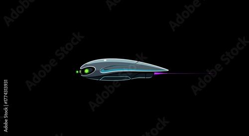 Futuristic Drone Design on Black Background.