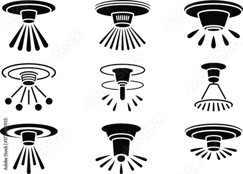 Collection of Fire Sprinkler Icons