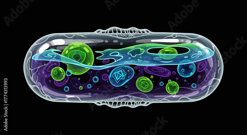 Advanced Microscopic View of a Complex Biological Cell Structure.