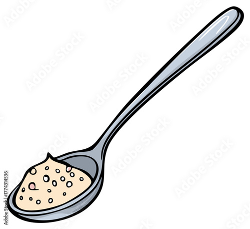 Cartoon spoon holding a pile of something