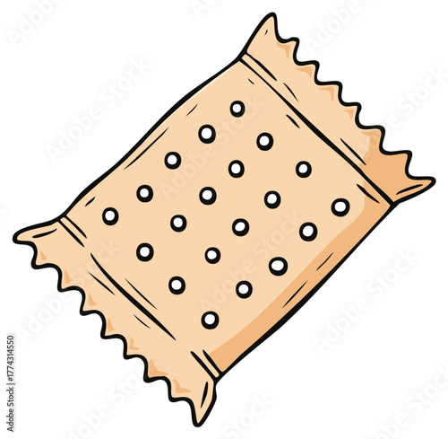 Cartoon cracker with holes filling background food illustration snack for kids design