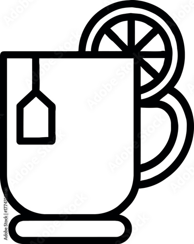 Refreshing tea mug with a bright slice of lemon illustration