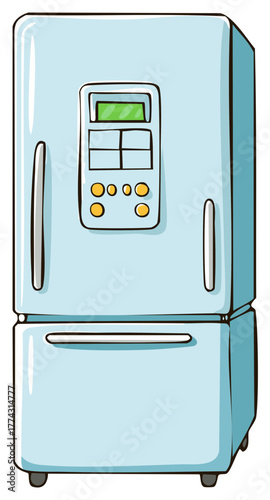 Cartoon Refrigerator Isolated Illustration, Household Appliance, Kitchen, Cooling Food and Drinks