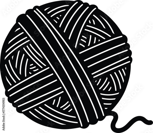 Black and white yarn ball vector illustration for knitting projects eps silhouette